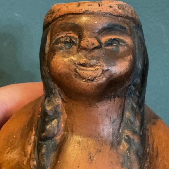 Folk Art Red Clay Native Woman with Papoose - Vessel, Vase Or Candleholder - Picture 10 of 11
